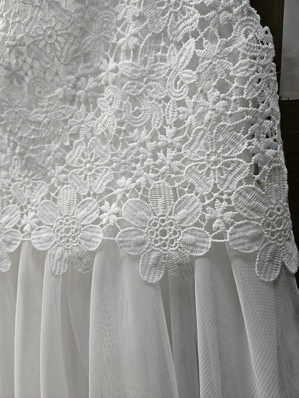 White Floral Lace Tulle Girls Dress - Sleeveless Formal Occasion